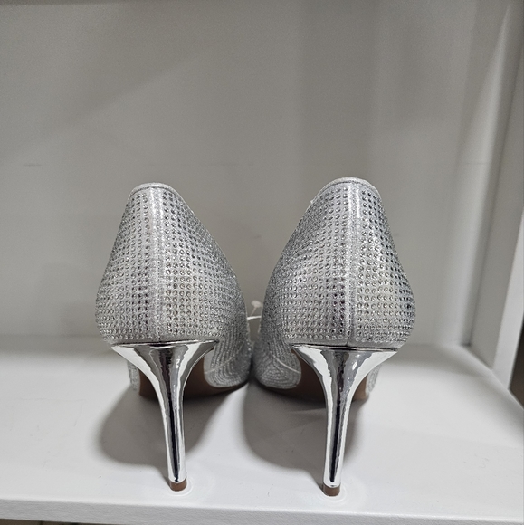 jessica simpson lindiza rhinestones sparkly silver heels new size 8 - Picture 8 of 10